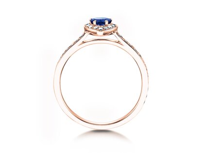 Bague de fiançailles Heart Saphir dans 18K or rose avec saphir 0,25ct et diamants 0,34ct