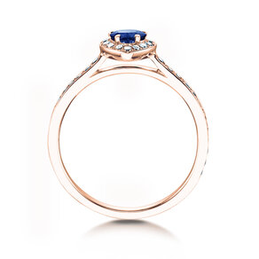 Bague de fiançailles Heart Saphir dans 18K or rose avec saphir 0,25ct et diamants 0,34ct