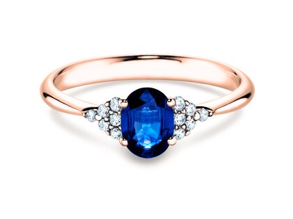 Bague de fiançailles Vivid en 14K or rose avec saphir 1,00ct et diamants 0,12ct