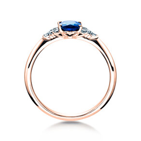 Bague de fiançailles Vivid en 14K or rose avec saphir 1,00ct et diamants 0,12ct