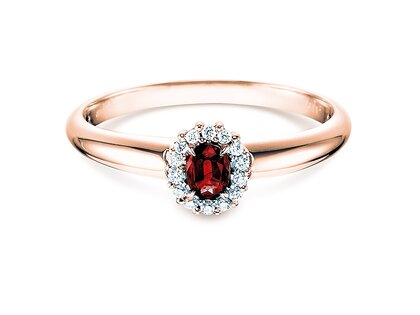 Bague de fiançailles Jolie dans 18K or rose avec rubis 0,25ct et diamants 0,06ct