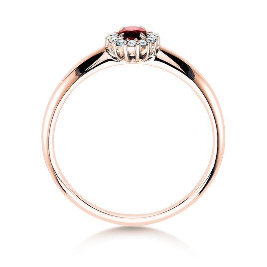 Bague de fiançailles Jolie en 9K or rose avec rubis 0,25ct et diamants 0,06ct