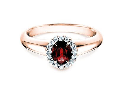 Bague de fiançailles Windsor dans 14K or rose avec rubis 0,60ct et diamants 0,12ct