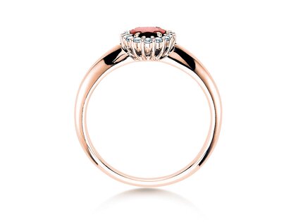 Bague de fiançailles Windsor dans 14K or rose avec rubis 0,60ct et diamants 0,12ct