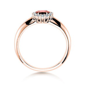Bague de fiançailles Windsor dans 14K or rose avec rubis 0,60ct et diamants 0,12ct