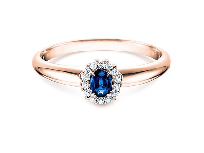 Bague de fiançailles Jolie dans 18K or rose avec saphir 0,25ct et diamants 0,06ct