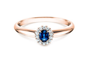 Bague de fiançailles Jolie dans 18K or rose avec saphir 0,25ct et diamants 0,06ct