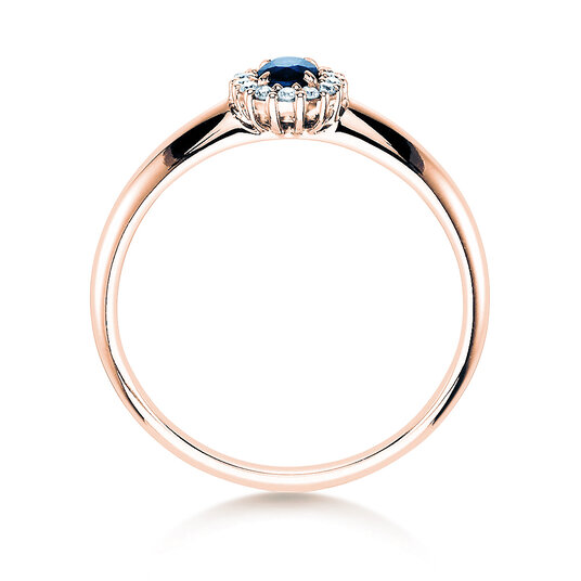 Bague de fiançailles Jolie en 9K or rose avec saphir 0,25ct et diamants 0,06ct