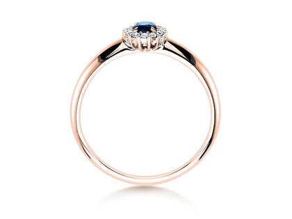Bague de fiançailles Jolie dans 18K or rose avec saphir 0,25ct et diamants 0,06ct