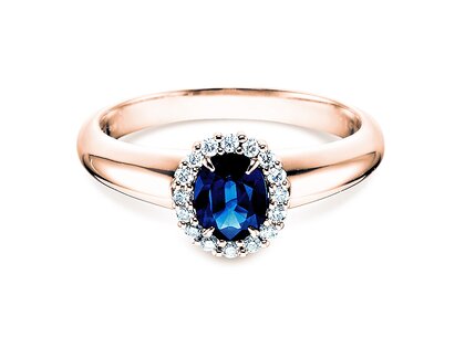 Bague de fiançailles Windsor dans 14K or rose avec saphir 0,60ct et diamants 0,12ct