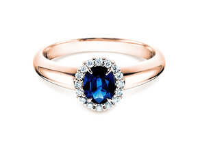 Bague de fiançailles Windsor dans 14K or rose avec saphir 0,60ct et diamants 0,12ct