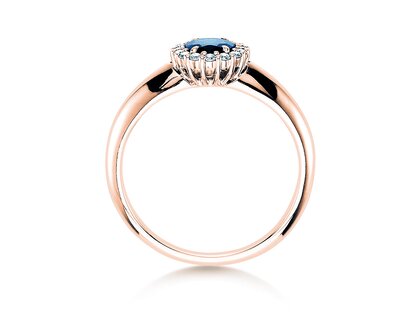 Bague de fiançailles Windsor dans 14K or rose avec saphir 0,60ct et diamants 0,12ct