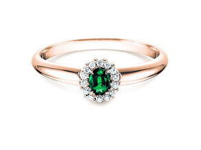 Bague de fiançailles Jolie dans 18K or rose avec émeraude 0,25ct et diamants 0,06ct
