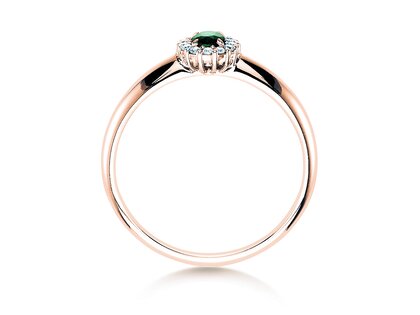 Bague de fiançailles Jolie dans 18K or rose avec émeraude 0,25ct et diamants 0,06ct