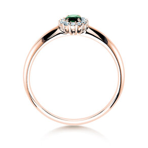 Bague de fiançailles Jolie dans 18K or rose avec émeraude 0,25ct et diamants 0,06ct