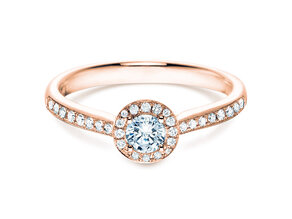 Bague de fiançailles Halo Petite dans 18K or rose avec diamants 0,50ct G/SI