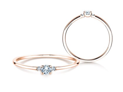 Bague de fiançailles  en 9K or rose avec diamants 0,10ct G/SI