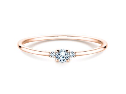 Bague de fiançailles  en 9K or rose avec diamants 0,10ct G/SI