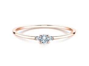 Bague de fiançailles  en 9K or rose avec diamants 0,10ct G/SI