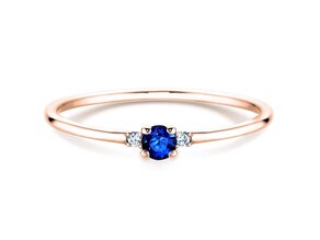 Bague de fiançailles Vivid Petite en 14K or rose avec saphir 0,08ct et diamants 0,02ct