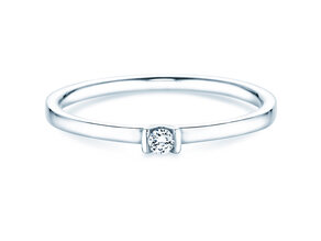 Bague de fiançailles Love dans 14K or blanc avec diamant 0,04ct G/SI