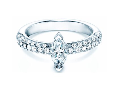 Bague de fiançailles Louis en 18K or blanc avec diamants 1,12ct G/SI