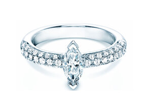 Bague de fiançailles Louis en 18K or blanc avec diamants 1,12ct G/SI