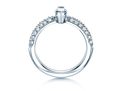 Bague de fiançailles Louis en 18K or blanc avec diamants 1,12ct G/SI