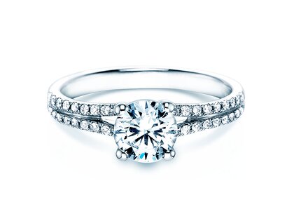 Bague de fiançailles Dynasty dans 18K or blanc avec diamants 1,27ct G/SI