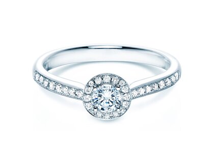 Bague de fiançailles Halo Petite dans 18K or blanc avec diamants 0,50ct G/SI