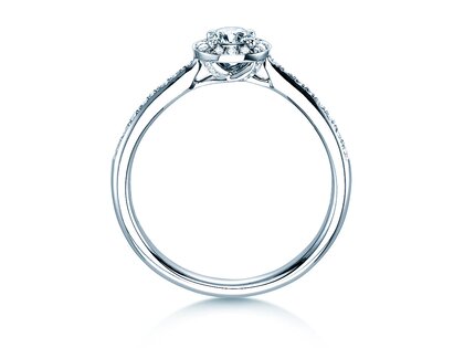 Bague de fiançailles Halo Petite dans 18K or blanc avec diamants 0,50ct G/SI