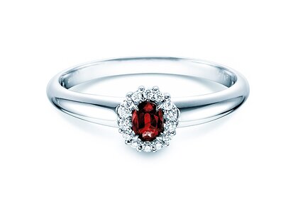 Bague de fiançailles Jolie dans 14K or blanc avec rubis 0,25ct et diamants 0,06ct