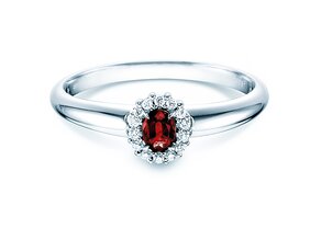 Bague de fiançailles Jolie dans 14K or blanc avec rubis 0,25ct et diamants 0,06ct