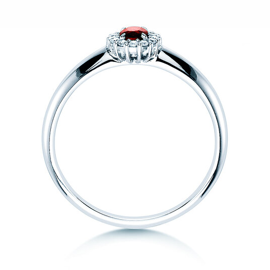 Bague de fiançailles Jolie dans platine 950/- avec rubis 0,25ct et diamants 0,06ct