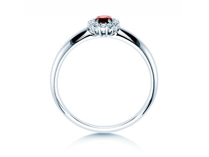 Bague de fiançailles Jolie dans 14K or blanc avec rubis 0,25ct et diamants 0,06ct