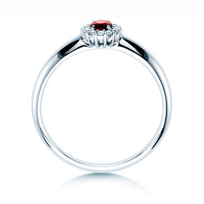 Bague de fiançailles Jolie dans 14K or blanc avec rubis 0,25ct et diamants 0,06ct