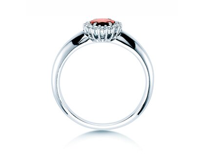 Bague de fiançailles Windsor en 9K or blanc avec rubis 0,60ct et diamants 0,12ct