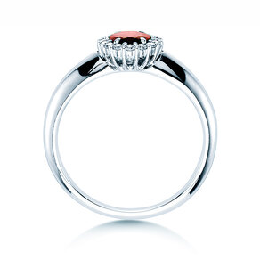Bague de fiançailles Windsor en 9K or blanc avec rubis 0,60ct et diamants 0,12ct