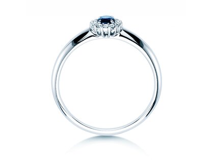 Bague de fiançailles Jolie en 9K or blanc avec saphir 0,25ct et diamants 0,06ct