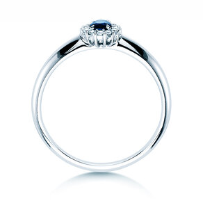 Bague de fiançailles Jolie en 9K or blanc avec saphir 0,25ct et diamants 0,06ct
