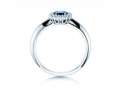 Bague de fiançailles Windsor dans 14K or blanc avec saphir 0,60ct et diamants 0,12ct