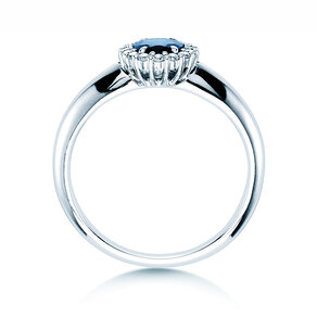Bague de fiançailles Windsor dans 14K or blanc avec saphir 0,60ct et diamants 0,12ct