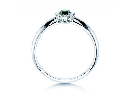 Bague de fiançailles Jolie en 9K or blanc avec émeraude 0,25ct et diamants 0,06ct