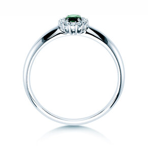 Bague de fiançailles Jolie en 9K or blanc avec émeraude 0,25ct et diamants 0,06ct