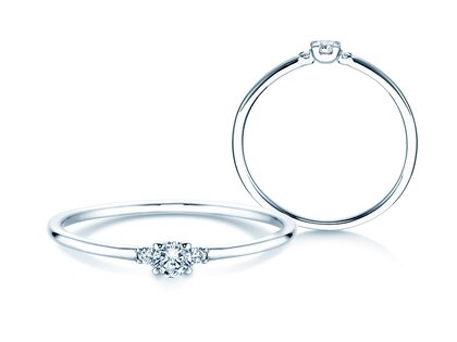 Bague de fiançailles  en 9K or blanc avec diamants 0,10ct G/SI