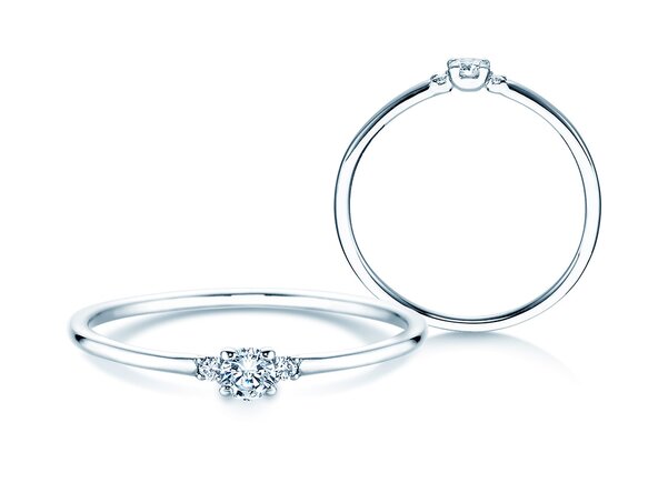 Bague de fiançailles  en 9K or blanc avec diamants 0,10ct G/SI