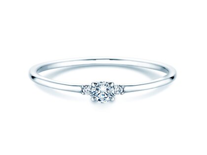 Bague de fiançailles  en 9K or blanc avec diamants 0,10ct G/SI