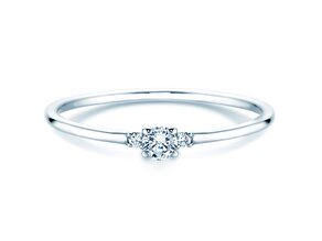 Bague de fiançailles  en 9K or blanc avec diamants 0,10ct G/SI