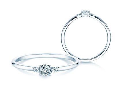 Bague de fiançailles Vivid Petite Diamond en 14K or blanc avec diamants 0,20ct G/SI