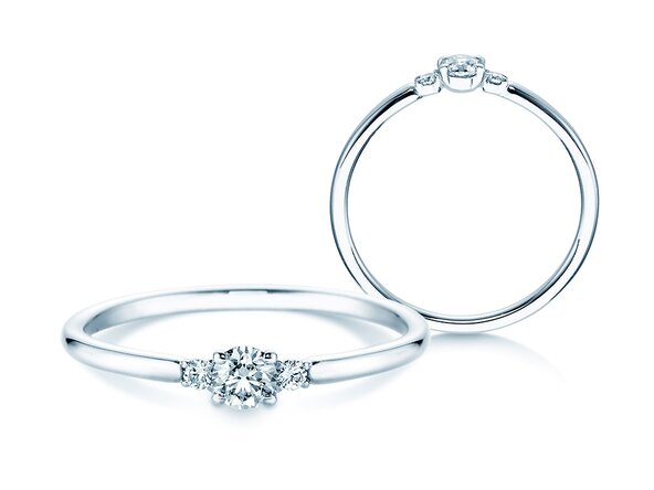 Bague de fiançailles Vivid Petite Diamond en 14K or blanc avec diamants 0,20ct G/SI
